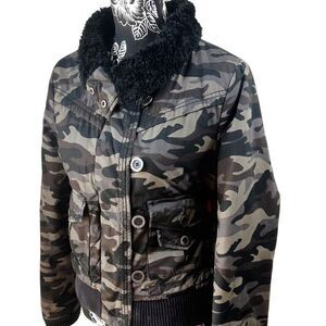 DKNY Active Camouflage Faux Fur Jacket